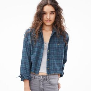 Aeropostale Plaid Cropped Button-Down Shirt